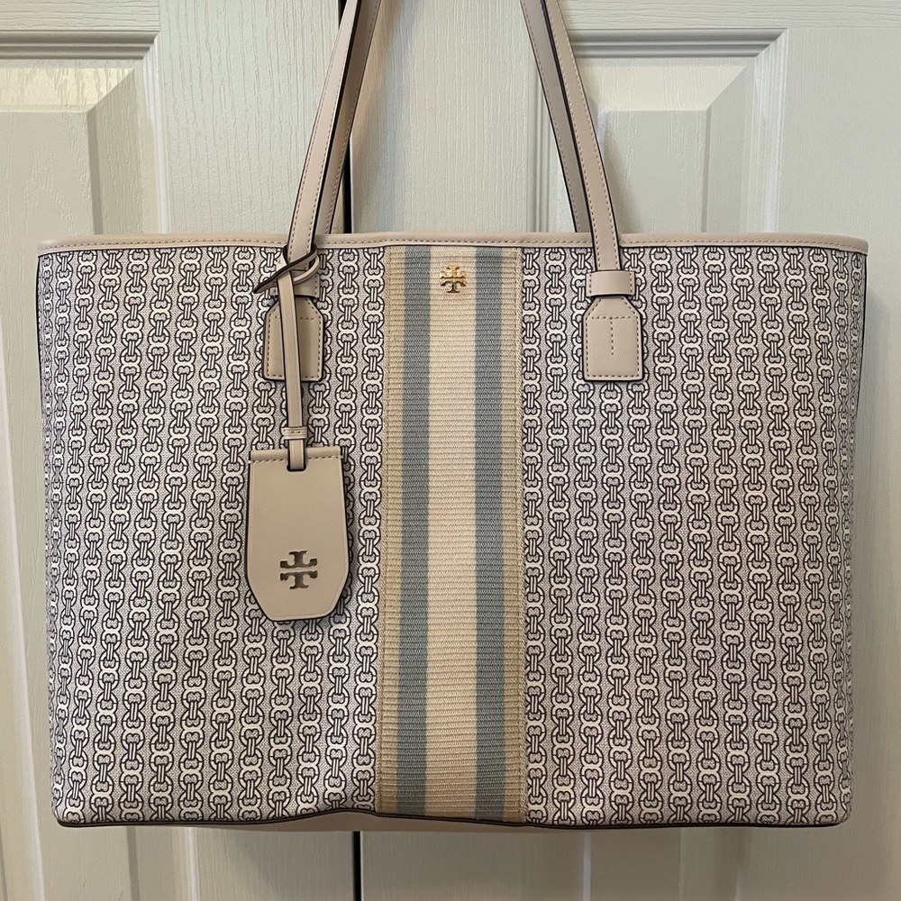 Tory Burch Monogram Coated Canvas Tote Bag